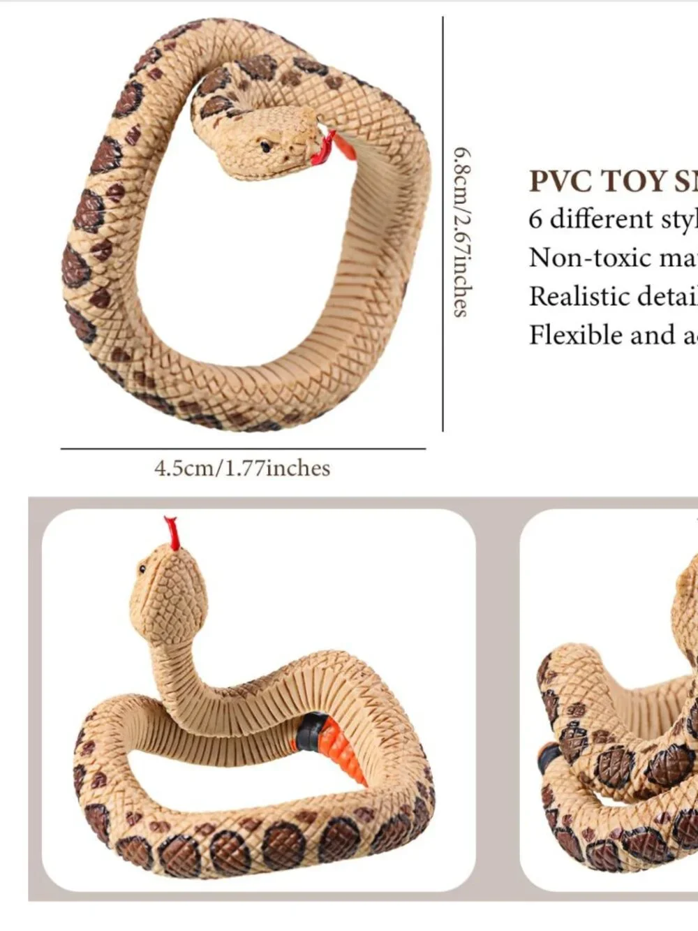 NEW 6 REALISTIC SNAKE REPTILE PVC PLASTIC TOY BRACELET HALLOWEEN GOTHIC